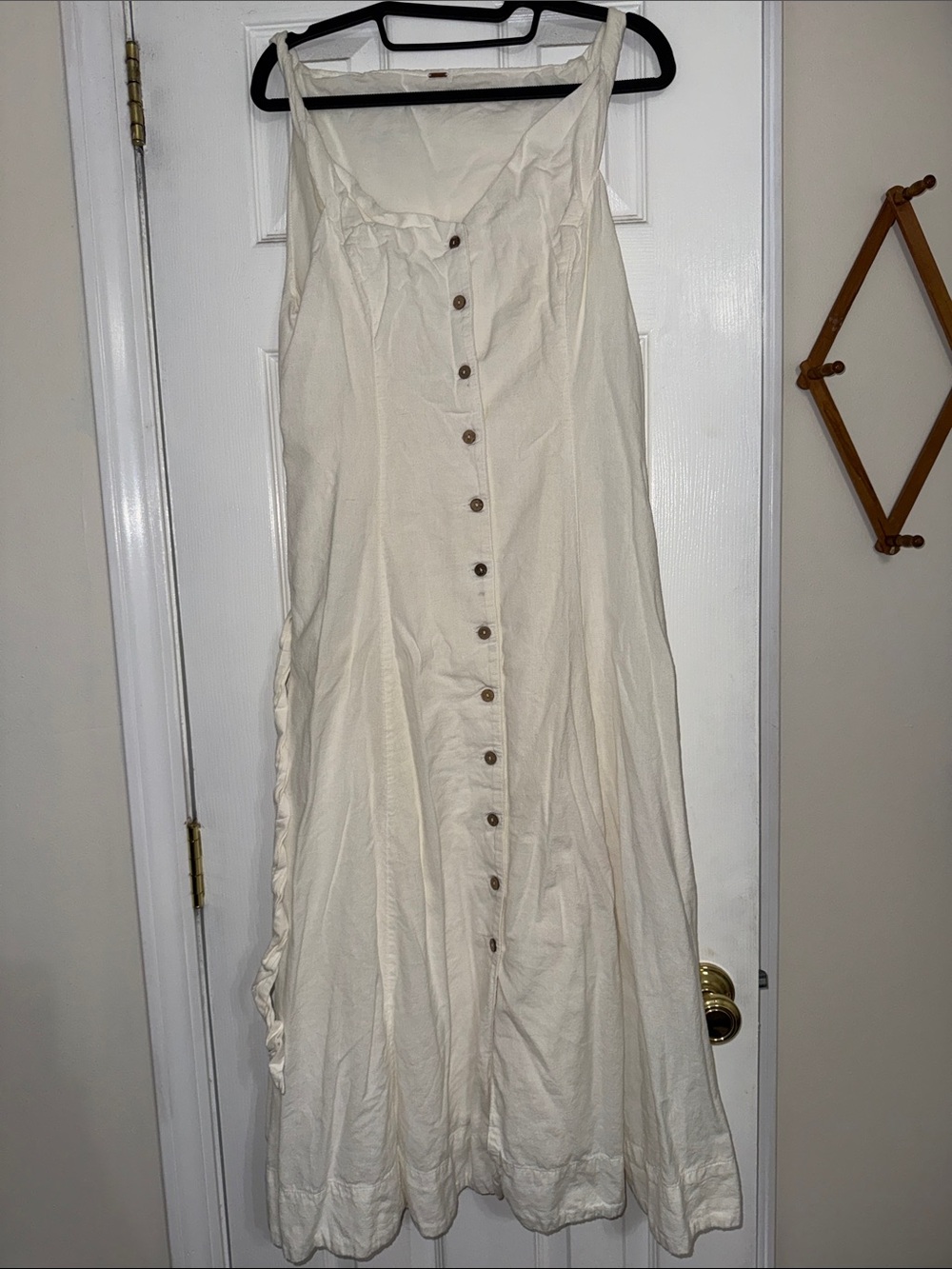 Free People Cream Button-Front Midi Dress